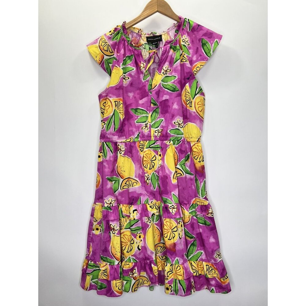 Donna Morgan Lemon Printed Flutter Cap Sleeve Ruf… - image 2